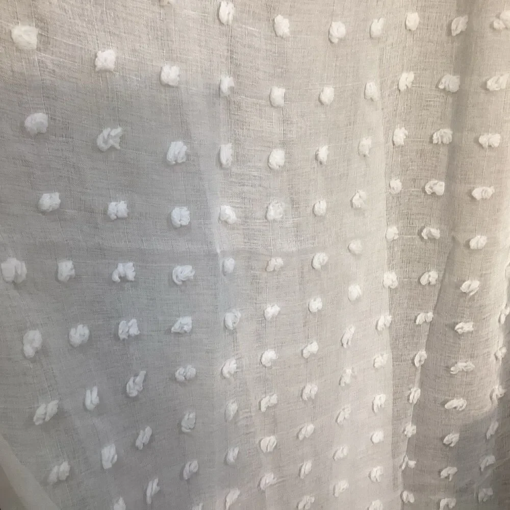 dkny curtain panels 4 white sheer pom pom design boho